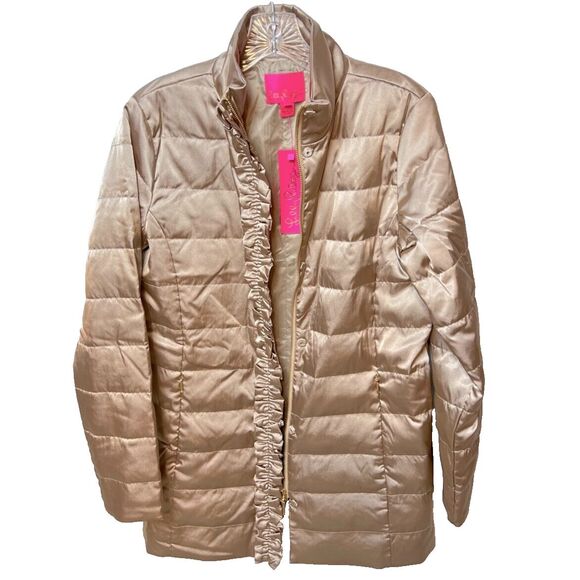 Lilly Pulitzer Jacket Doria Down Puffer Gold Metallic Size 2 - Picture 7 of 14
